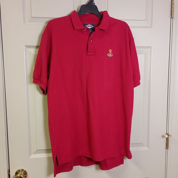 Ruff Hewn Mens Polo Size Large Vintage Short Sleeve Red 100% Cotton - Picture 1 of 4